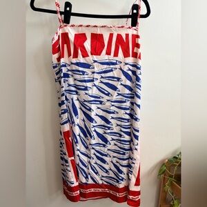 Red and Blue Sardine Print Dress
